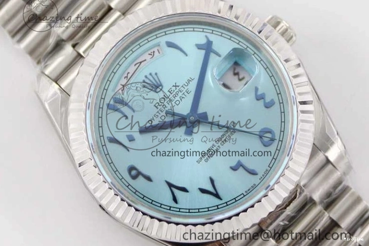 MiroTime 0219 Comfortable Day Date 40mm SS 904L Steel TWF 1:1 Best Edition Ice Blue Arabic Dial on SS Bracelet A 2357